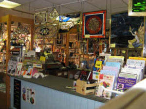 stained glass windows and books