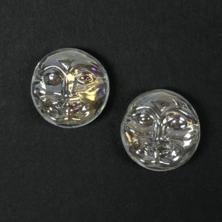 Glass Goodie Clear iridescent Moon Face