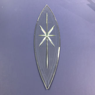 Large Engraved Elongated Oval Bevel Glass 3 5/8" x 14 1/2"