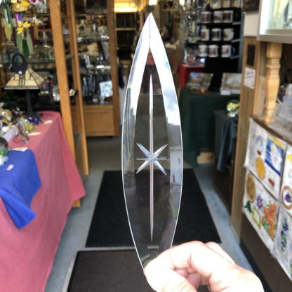Small Engraved Elongated Oval Bevel Glass 1 7/8" x 8 3/8" - Image 2