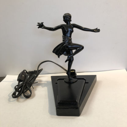 Girl and a Bird Art Deco Fan Lamp Base Black Finish - Image 2