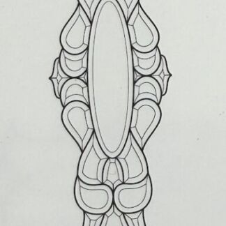 Vertical, symmetrical tribal carving with pointed ends; decorative panel design 12-3/4" x 51-1/2" (BVC CH-72).